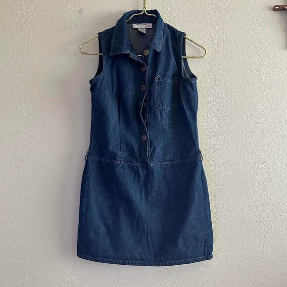 Vintage Tower Hill Sport 100% cotton sleeveless dark wash mini jean dress - Picture 9 of 12